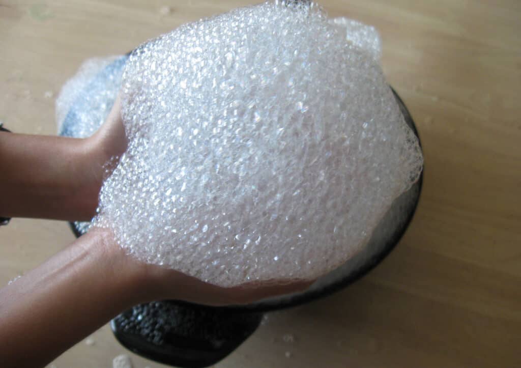 bubbles filled with dry ice.