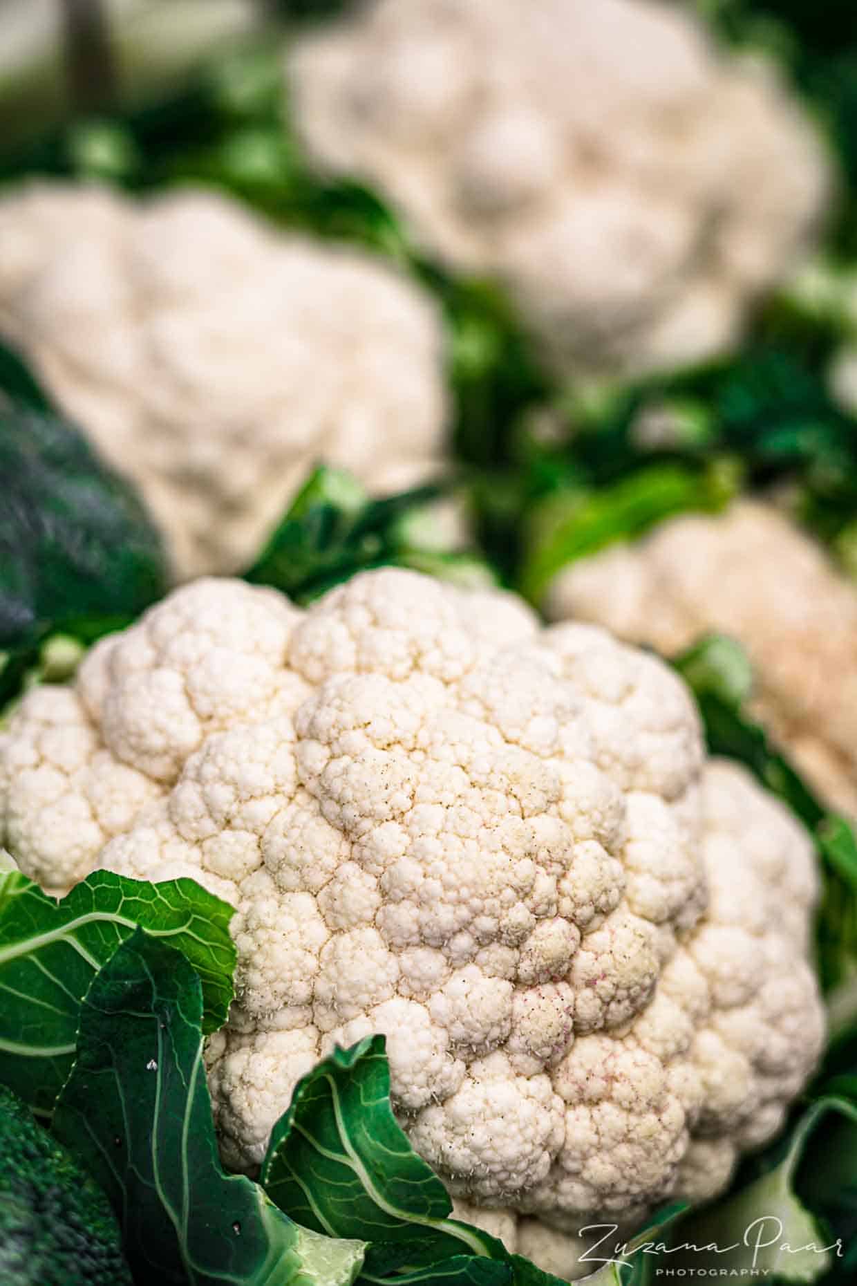 White cauliflower heads.