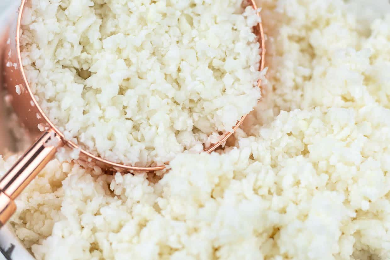 Close up of cauliflower rice.
