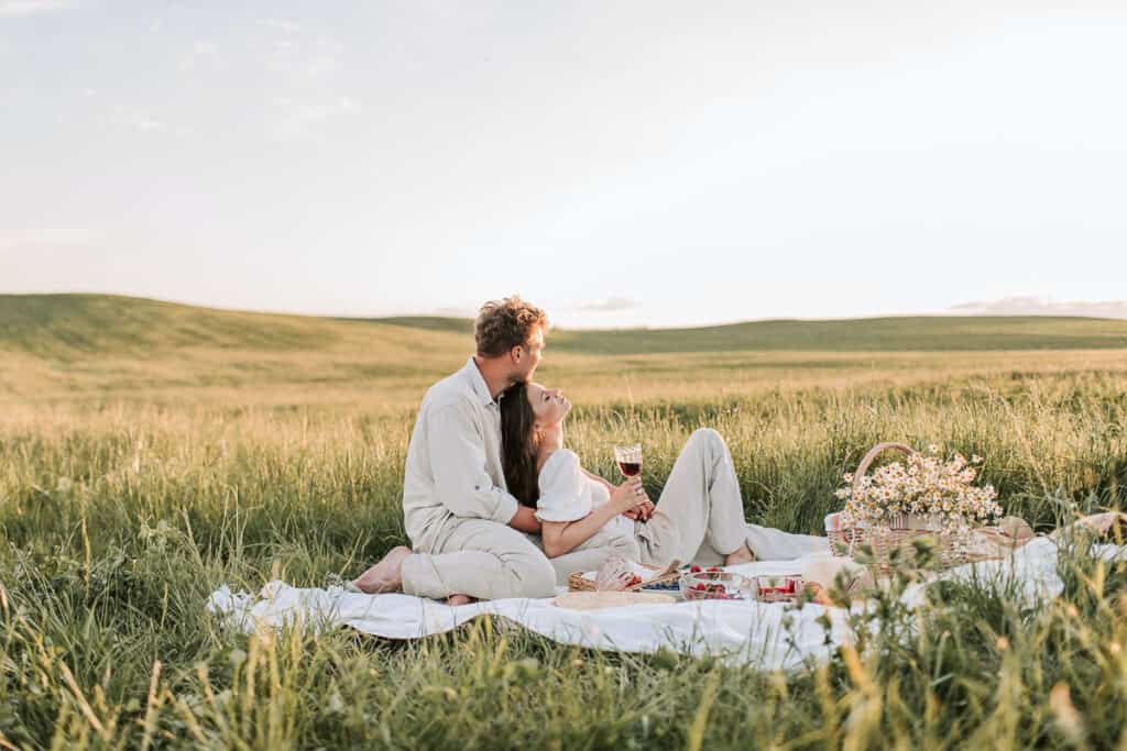 Two people having a picnic.
