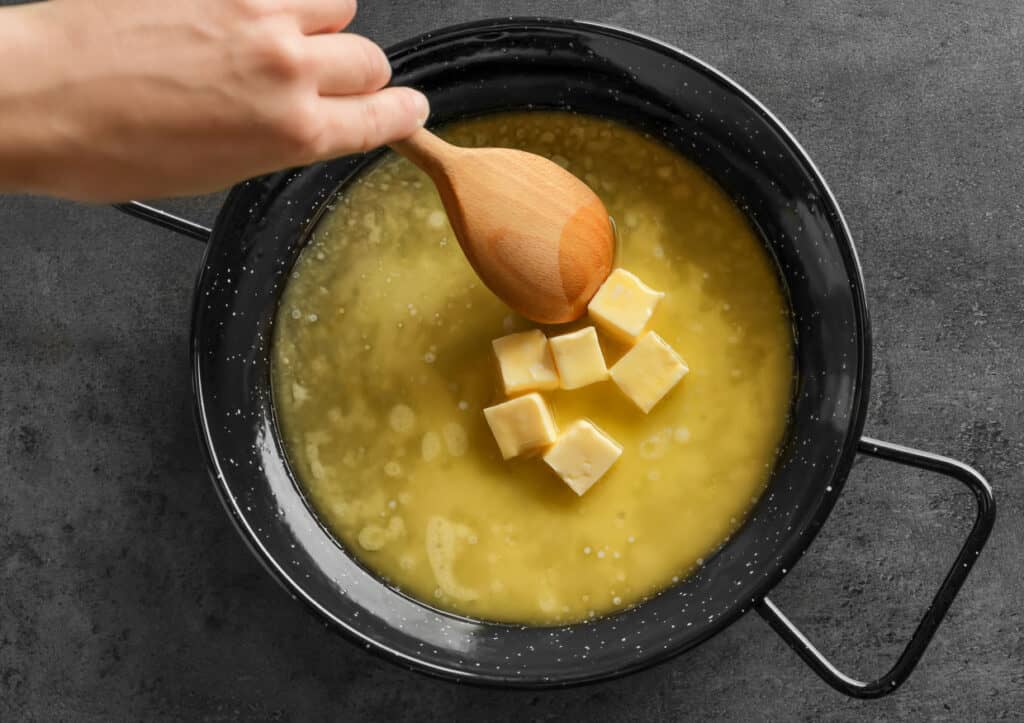 Browning butter in a sauce pan.