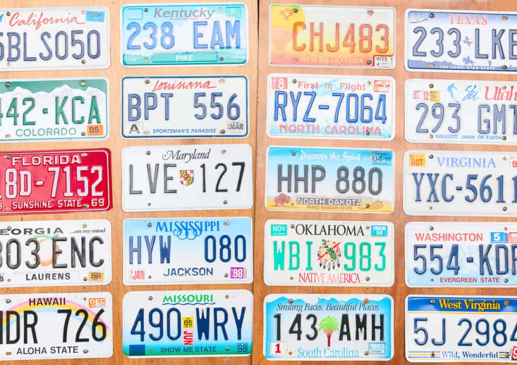 Lots of old license plates.