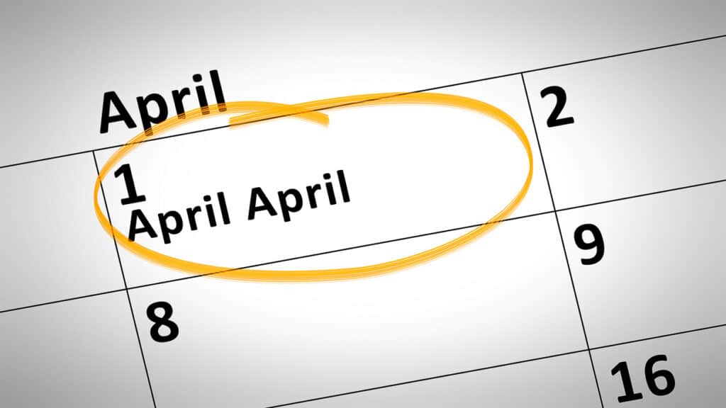 Typical calendar detail shows 1st of April