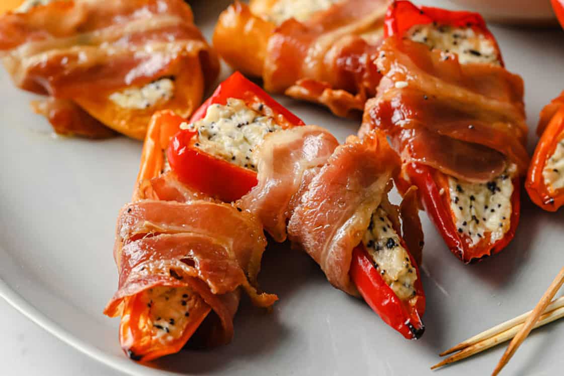 Bacon Wrapped Peppers ready to enjoy. 