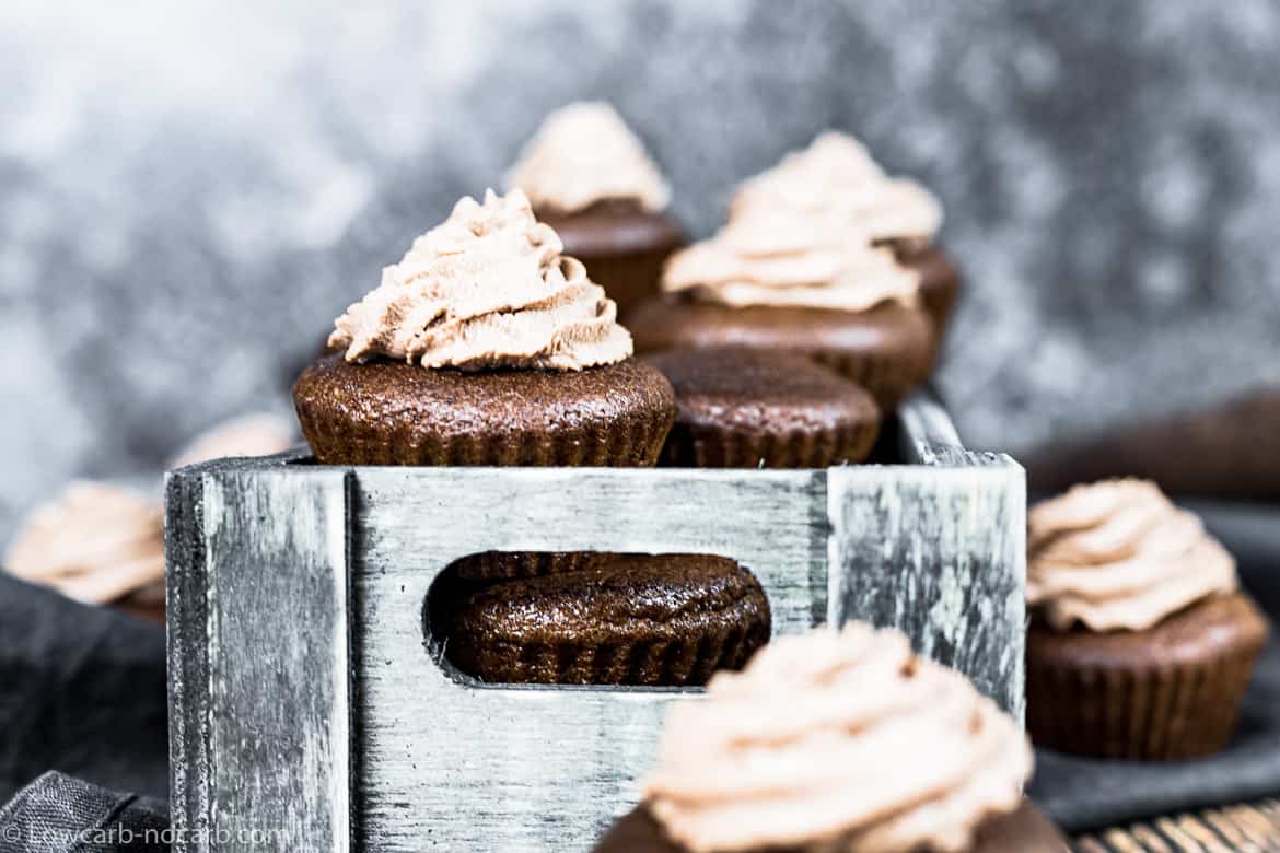 Keto Chocolate Cupcakes.