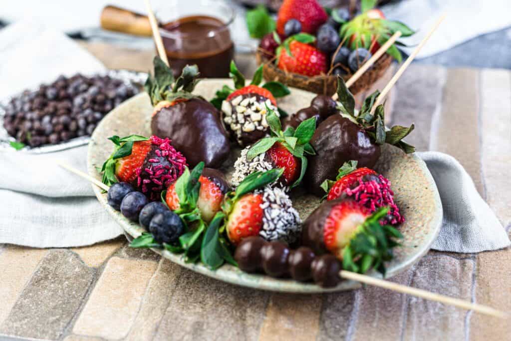 Chocolate Covered Strawberries on a stick.