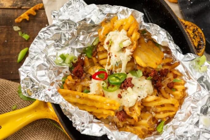 Jalapeno Popper Fries in a foil packet.