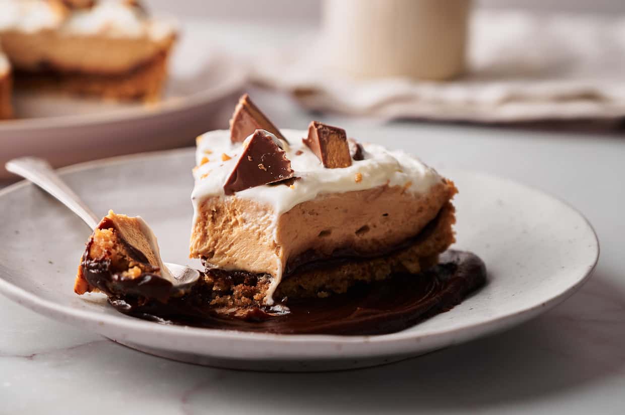 Reese's Peanut Butter Pie on a plate.