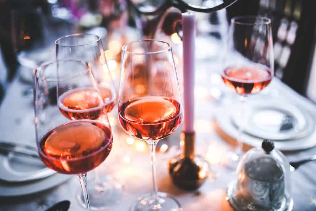 A table of Rosé wine for Easter.