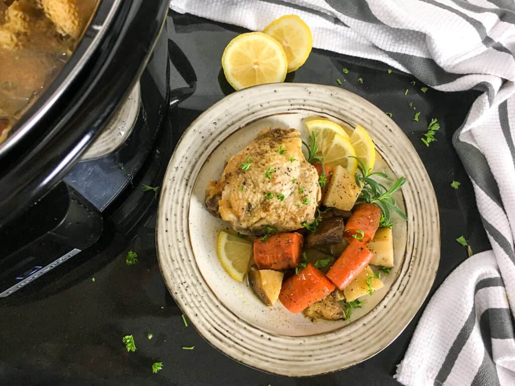 Slow Cooker Rosemary Lemon Chicken Thighs