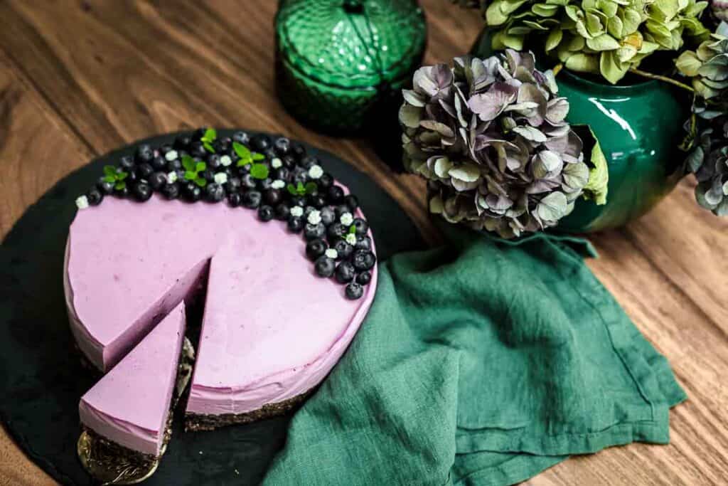 Low Carb No Bake Blueberry Cheesecake.