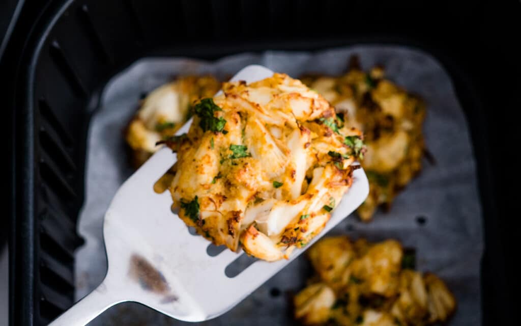 Maryland style lump crab cakes make in the air fryer.