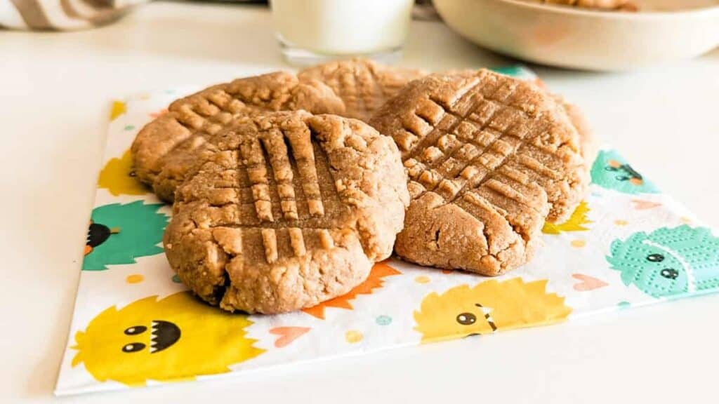 Air Fryer Peanut Butter Cookies on the counter.