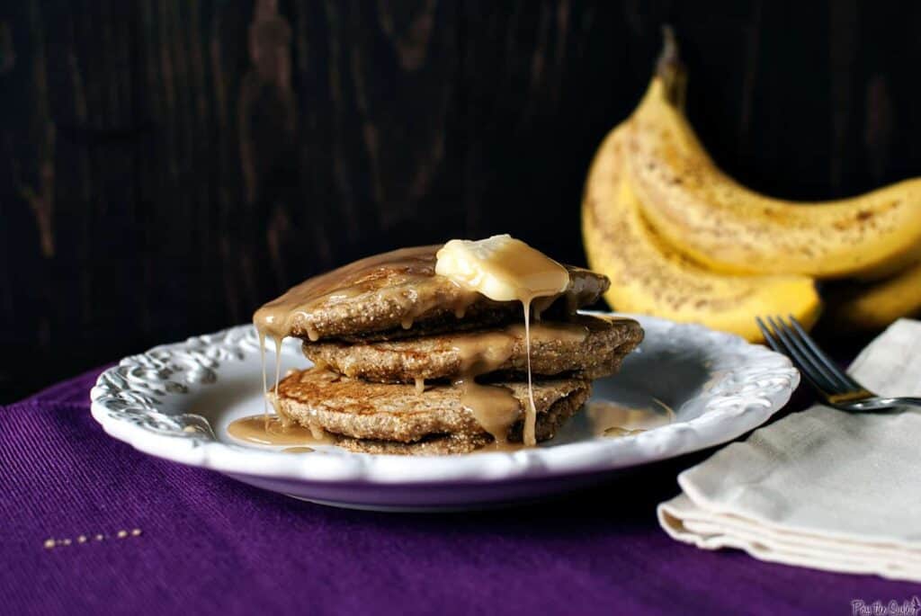Banana Bread Pancakes on a plate.