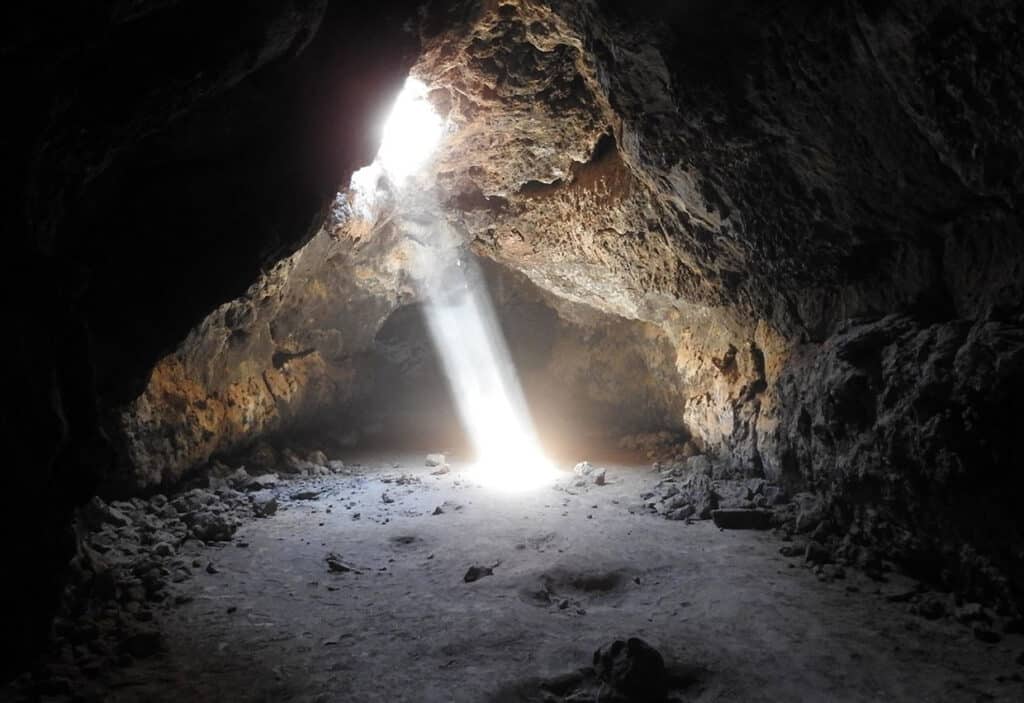 Light shining through a lava tube.