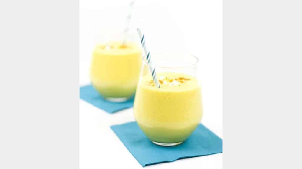 Mango Lassi in 2 glasses.