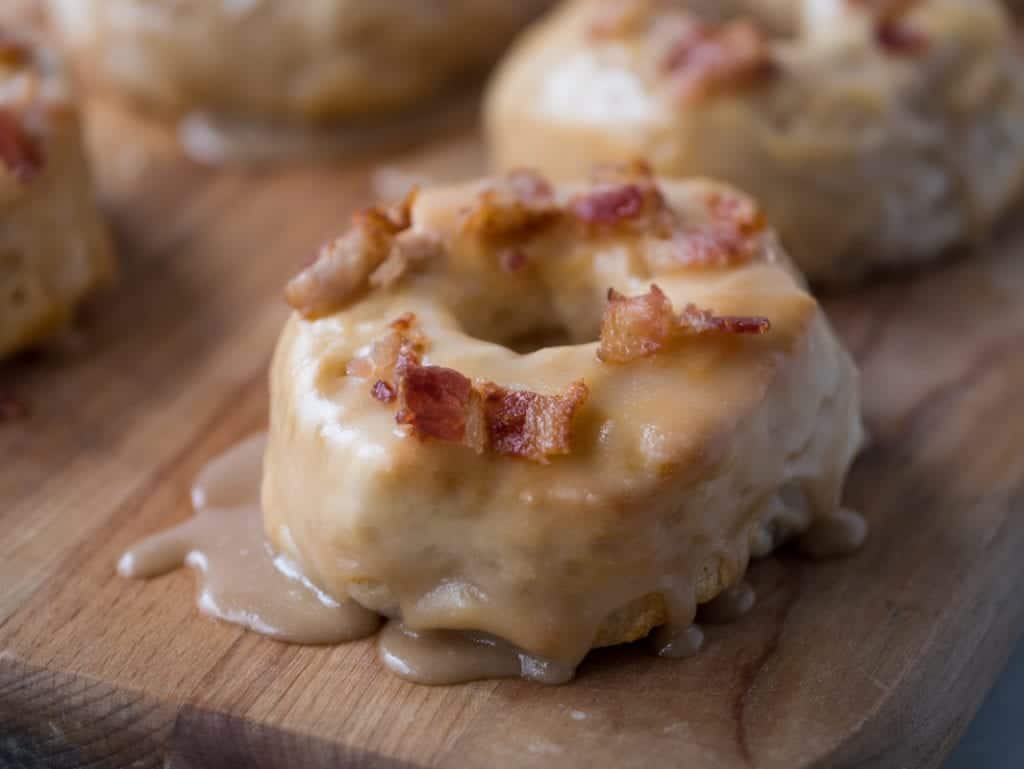 Donuts with Bacon and glaze.