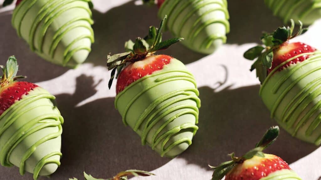 Matcha-Covered Strawberries.