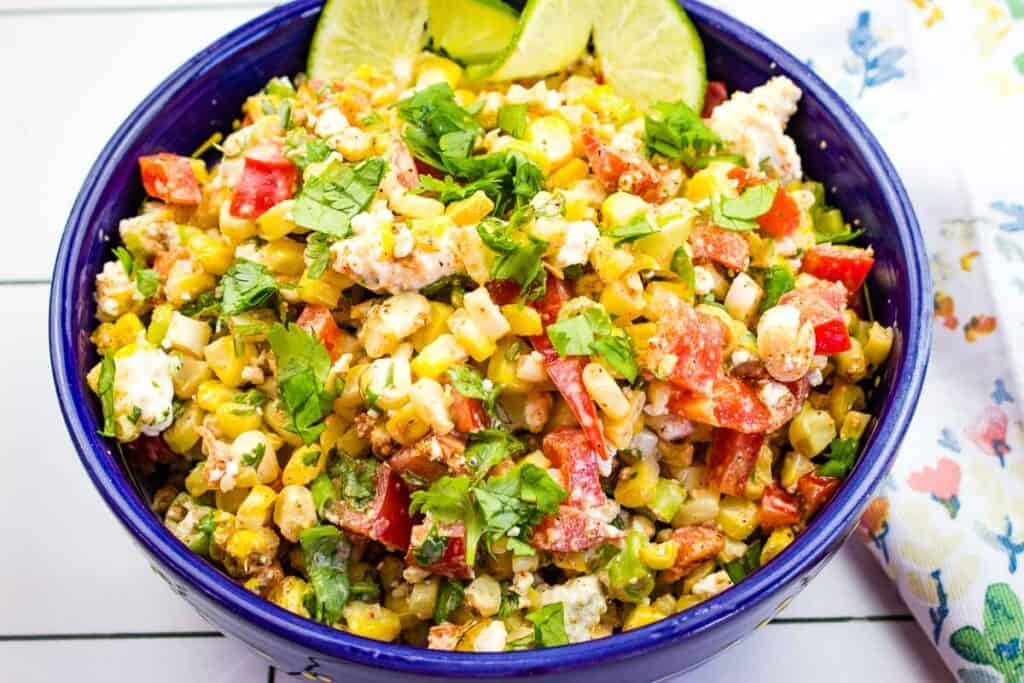 Mexican Street Corn Salad in a bowl.