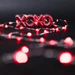 Xoxo sign with lighting red lights.