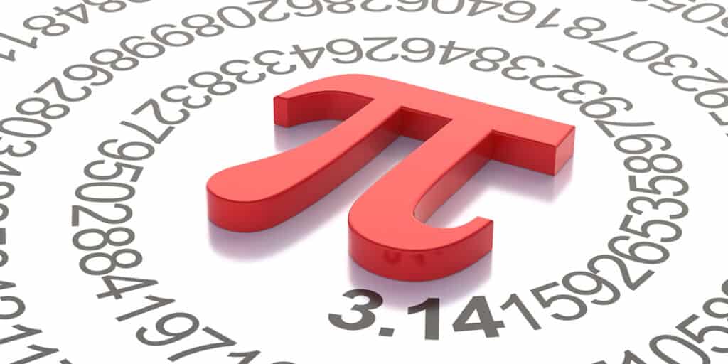 Pi symbol surrounded by numbers.