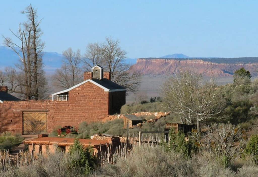 Building and vistas at Pipe Spring National Monument.