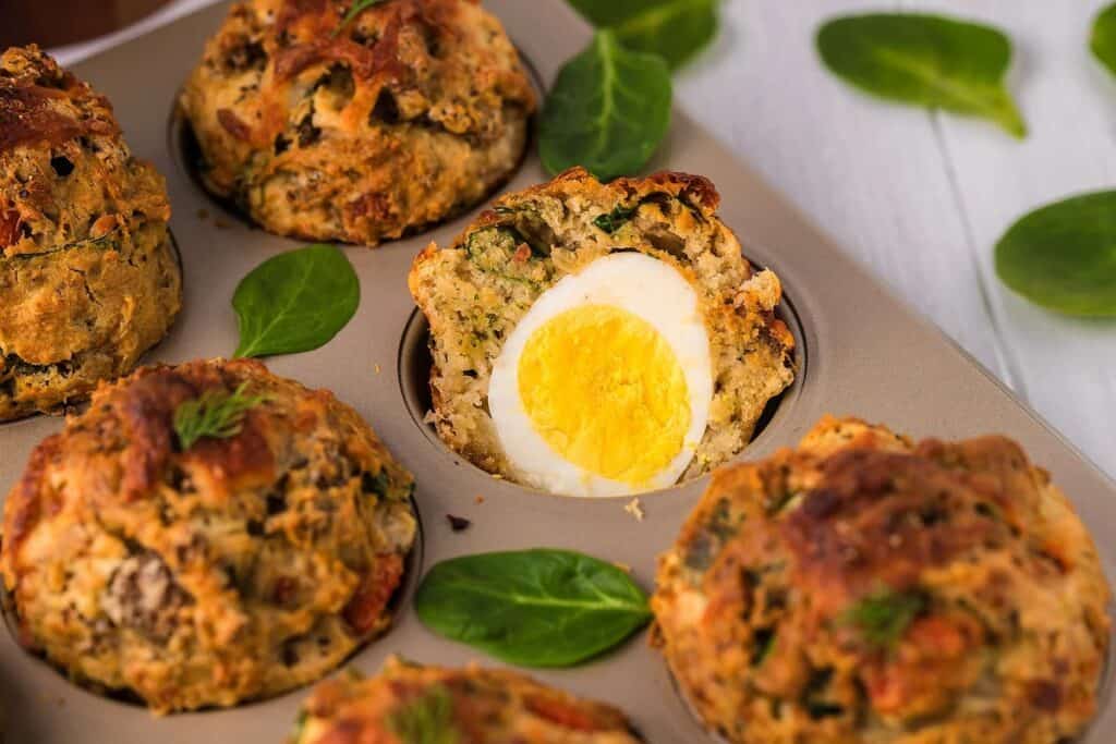 Savoury Muffins with soft boiled eggs