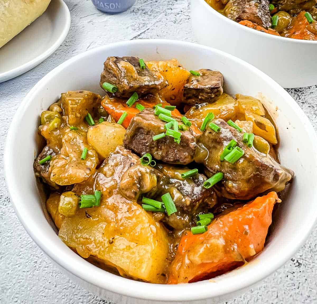 A smoked beef stew recipe with carrots and potatoes.