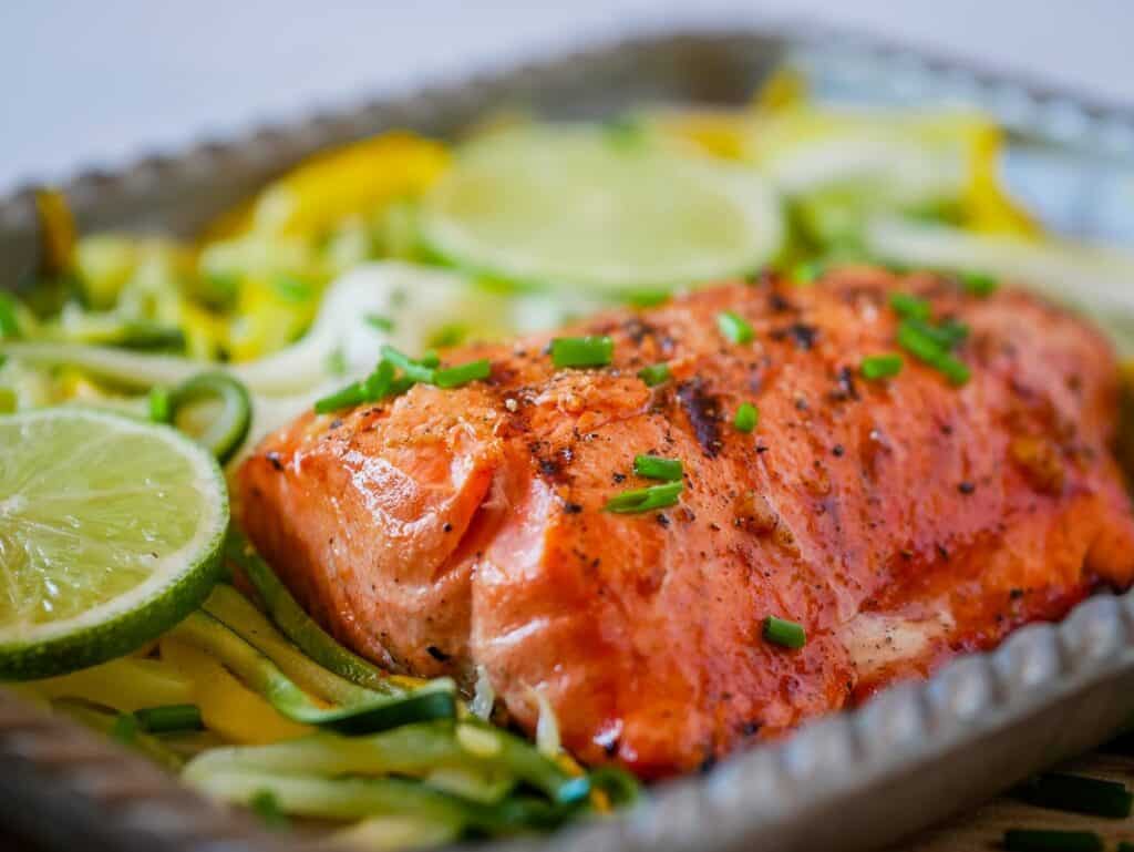 Spicy grilled salmon.