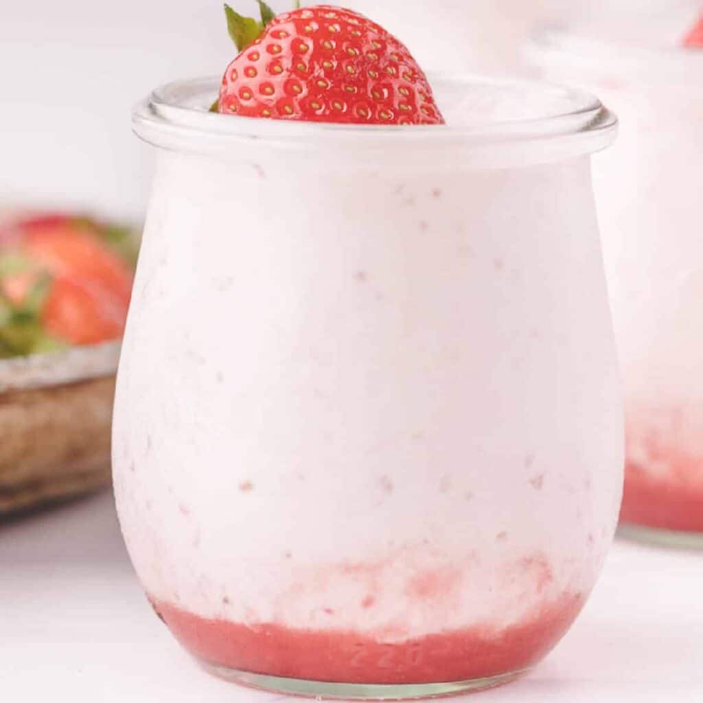 Strawberry Mousse in a glass.