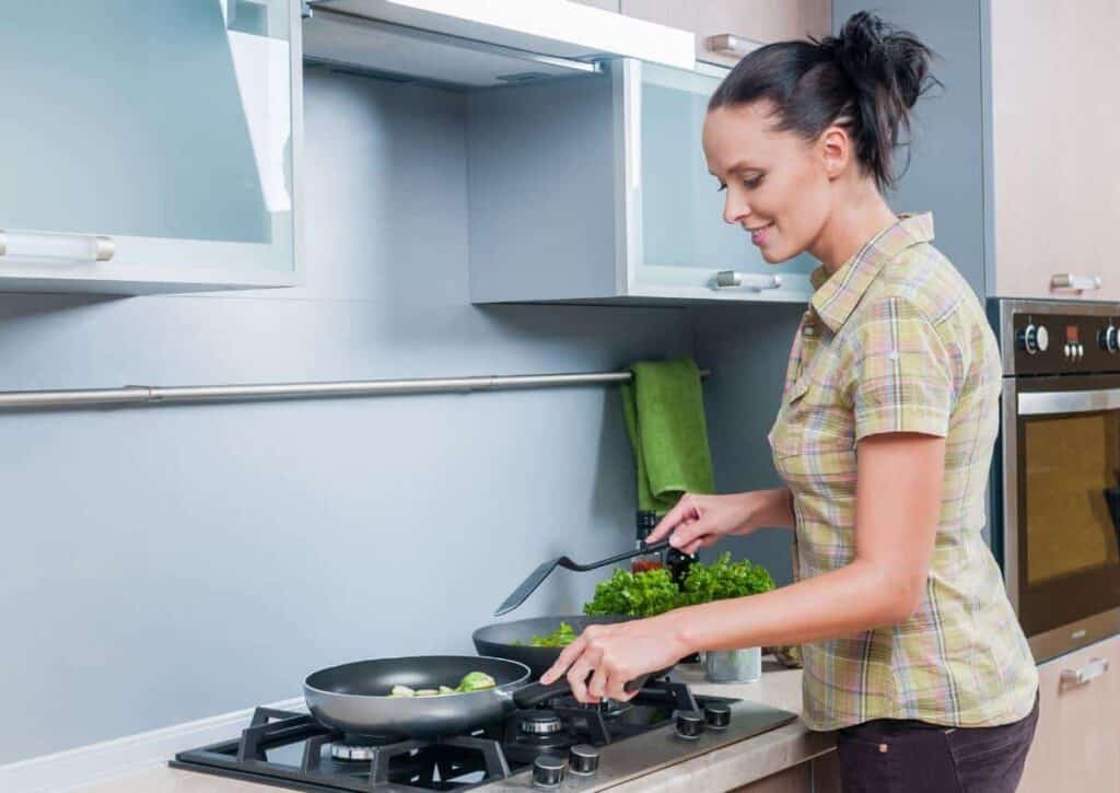 Woman cooking for one.