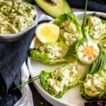 Avocado Egg Salad on a salad leaves.