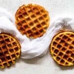 Yogurt Low Carb Chaffles spread on a white napkin.