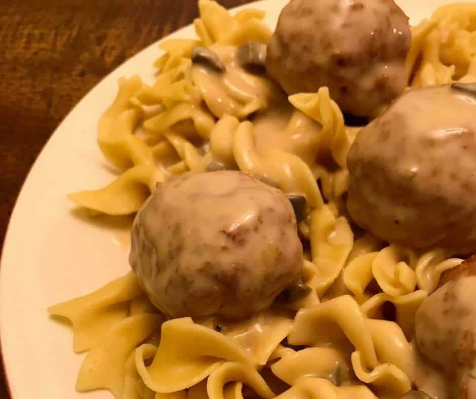 creamy Easy Swedish Meatball Recipe over noodles