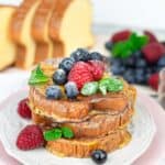 Low Carb French Toast slices layered on top of each other.