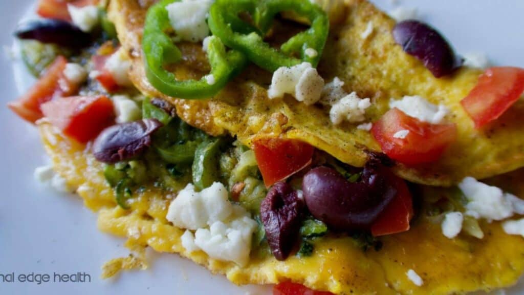 Greek Omelette Recipe with Feta Cheese and bell pepper