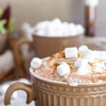 Sugar-Free Hot Chocolate Mix inside a mug with mini marshmallows.
