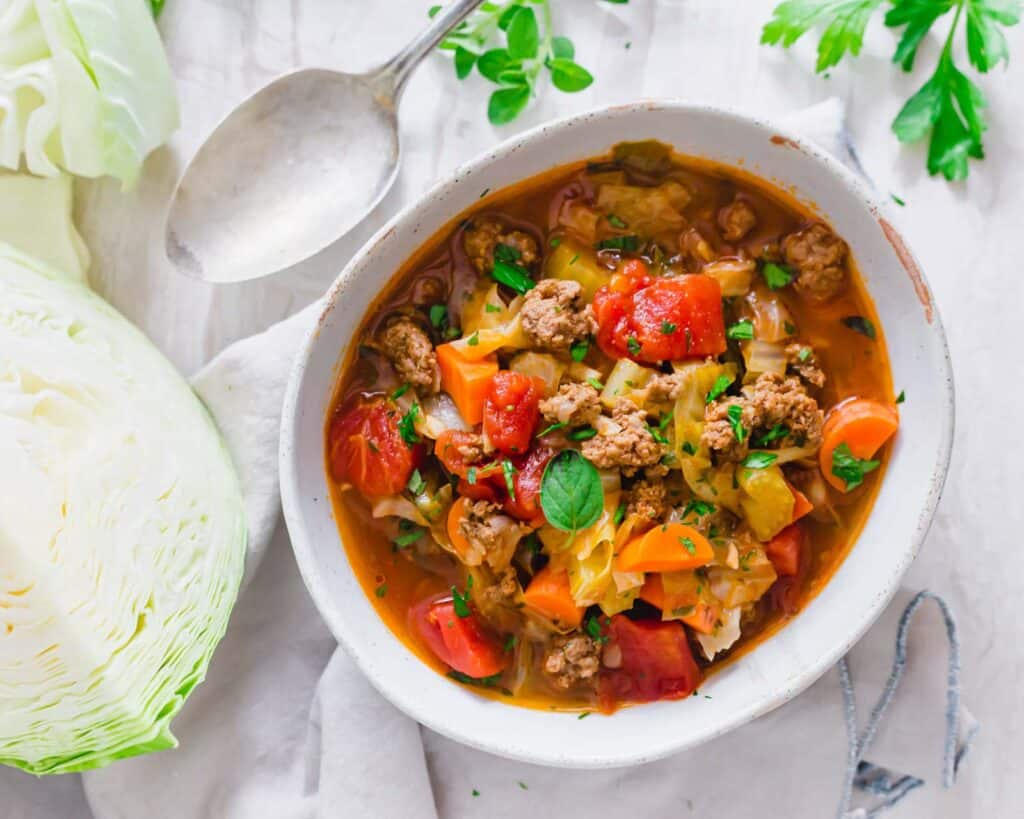 Instant pot cabbage best sale soup with ground beef