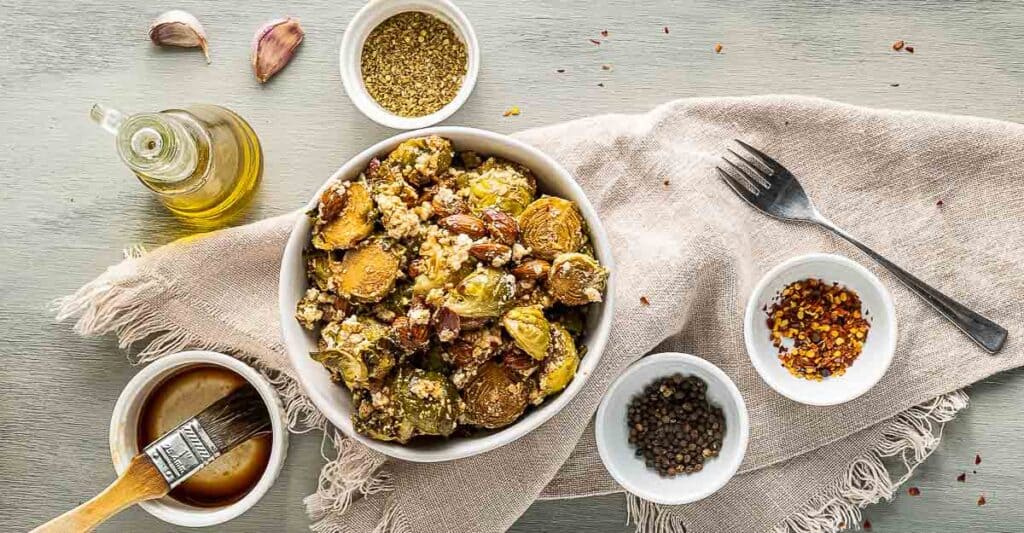 A bowl of roasted brussels sprouts