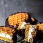 Sugar-Free and Keto Smores Chaffle on a cooling rack.