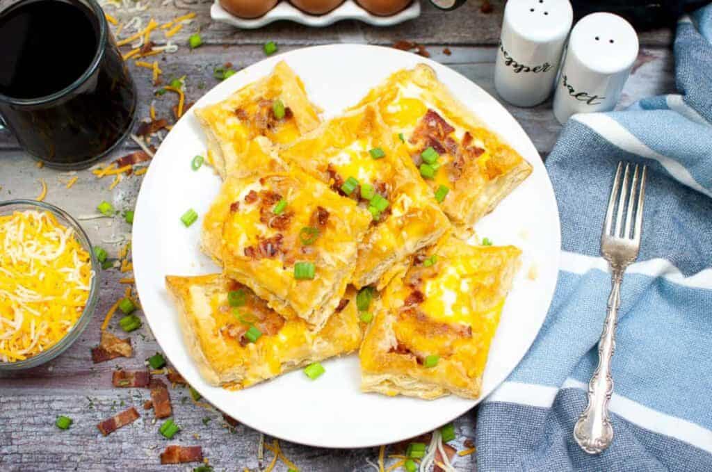 Air fryer breakfast tarts on a white plate.