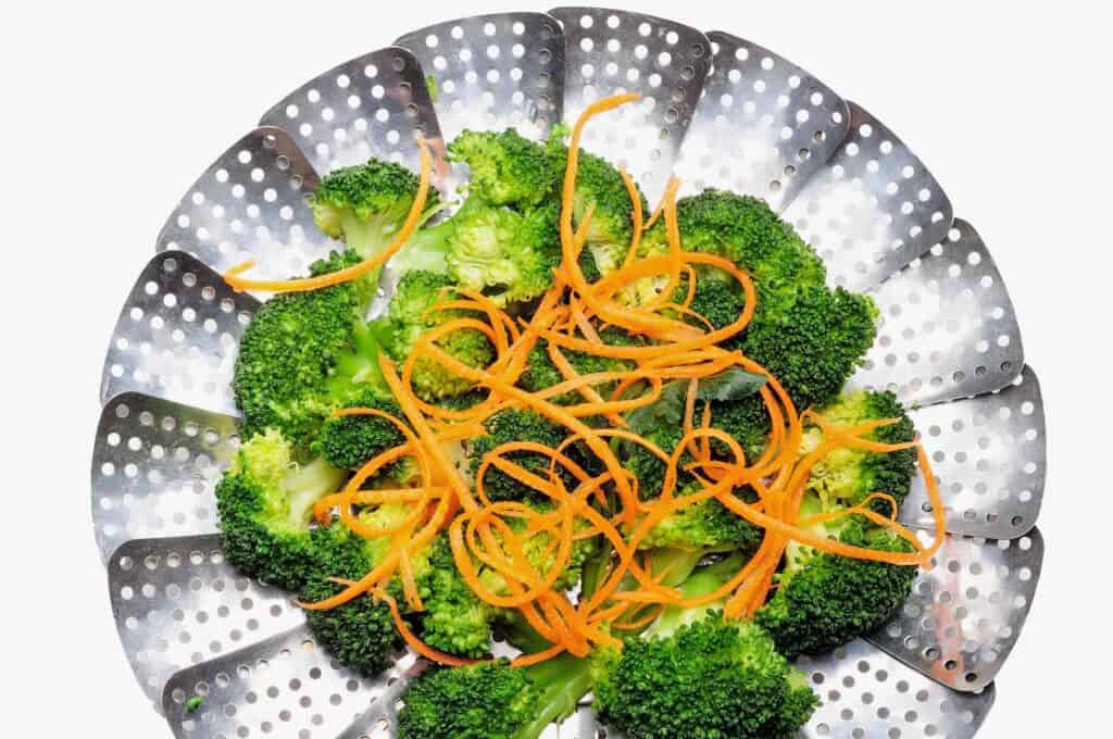 Broccoli freshly steamed with carrot.