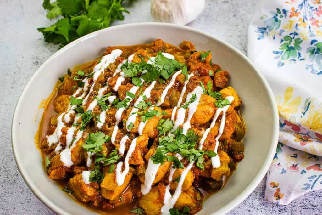 Chicken Chili in a round bowl.