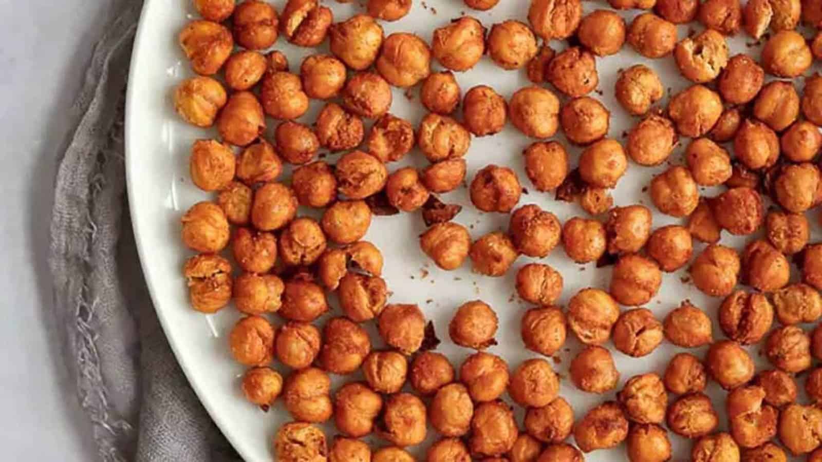 Air Fryer Chickpeas on a white plate.