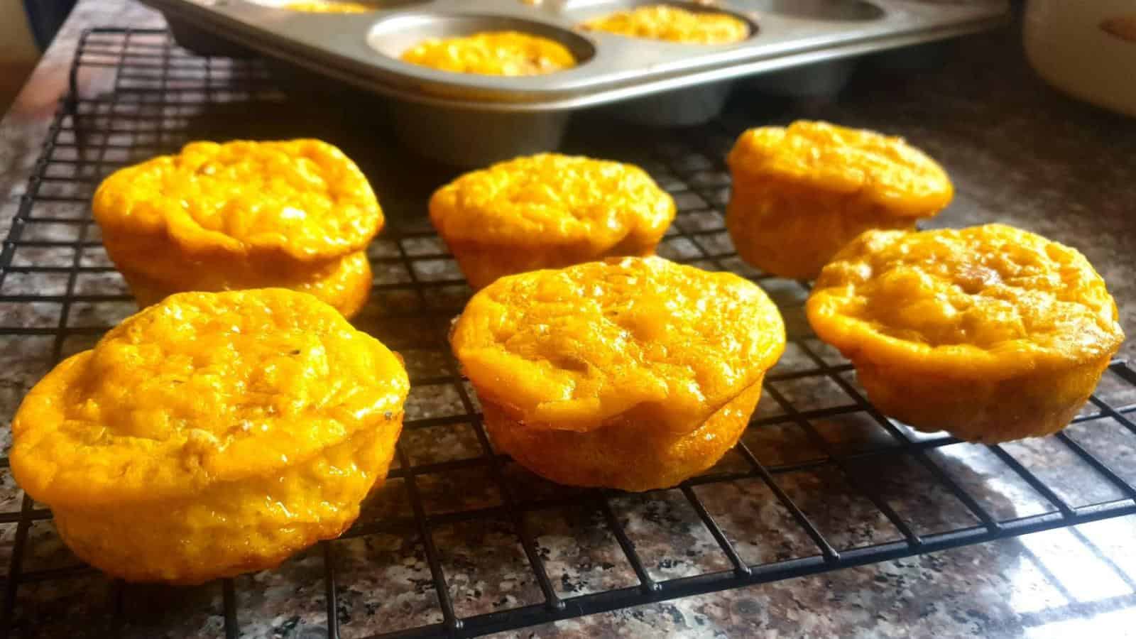 Easy Keto Egg Muffins on cooling rack.