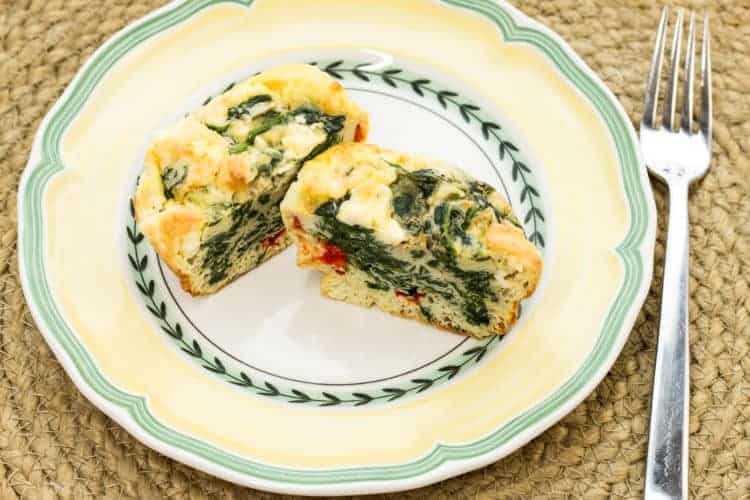 Spinach, Feta, Pepper Egg Muffins on a plate.