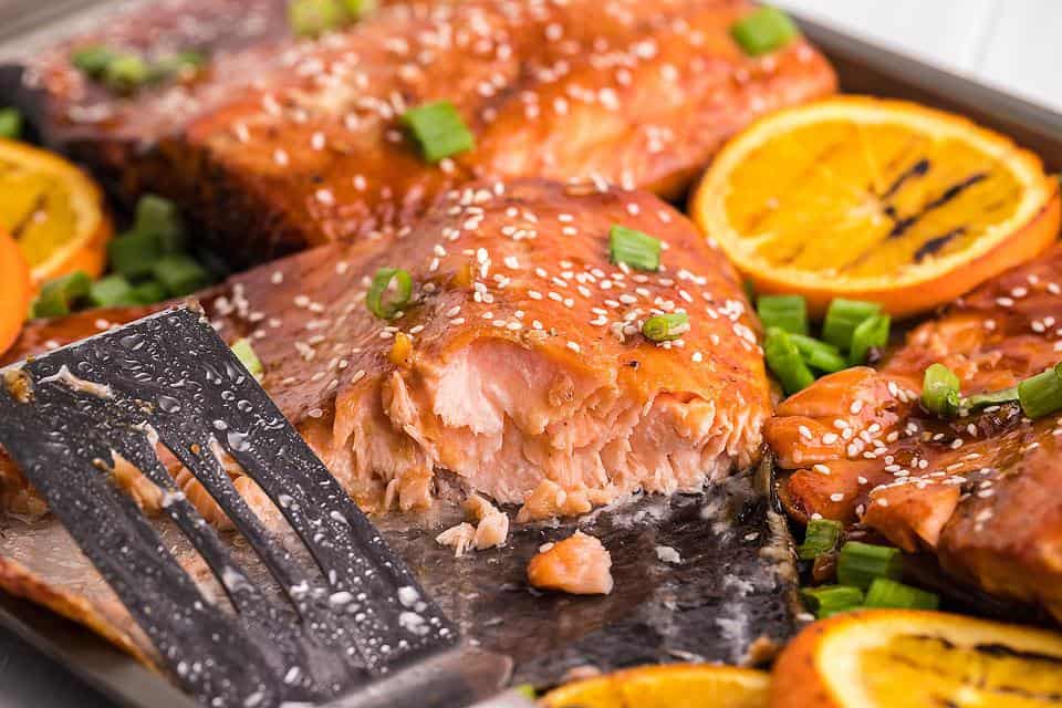 Orange BBQ Salmon with Foil Packet Vegetables