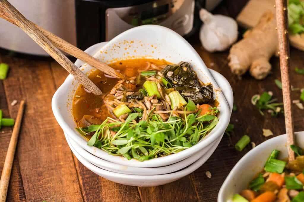 Slow Cooker Vegan Miso Ramen Soup