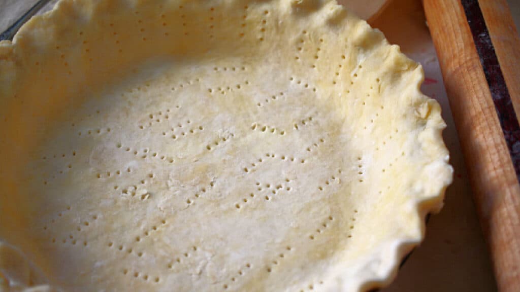 An unbaked pie dough.