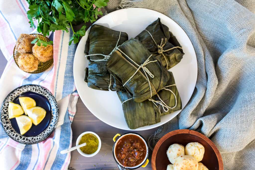 Wrapped Colombian tamales.